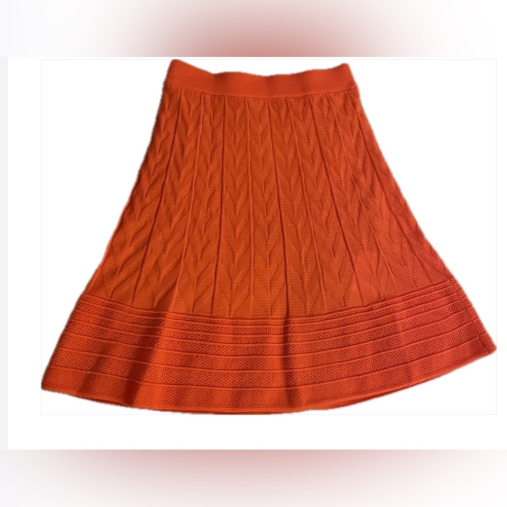 Missoni Vibrant Orange Knit Midi Skirt